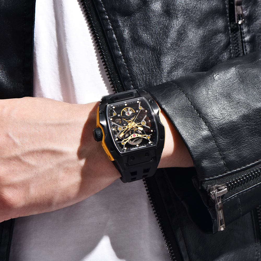 PAGANI DESIGN PD-YS018 Men's Automatic Watches Skeleton Stainless Steel Waterproof Mechanical Watches for Men
