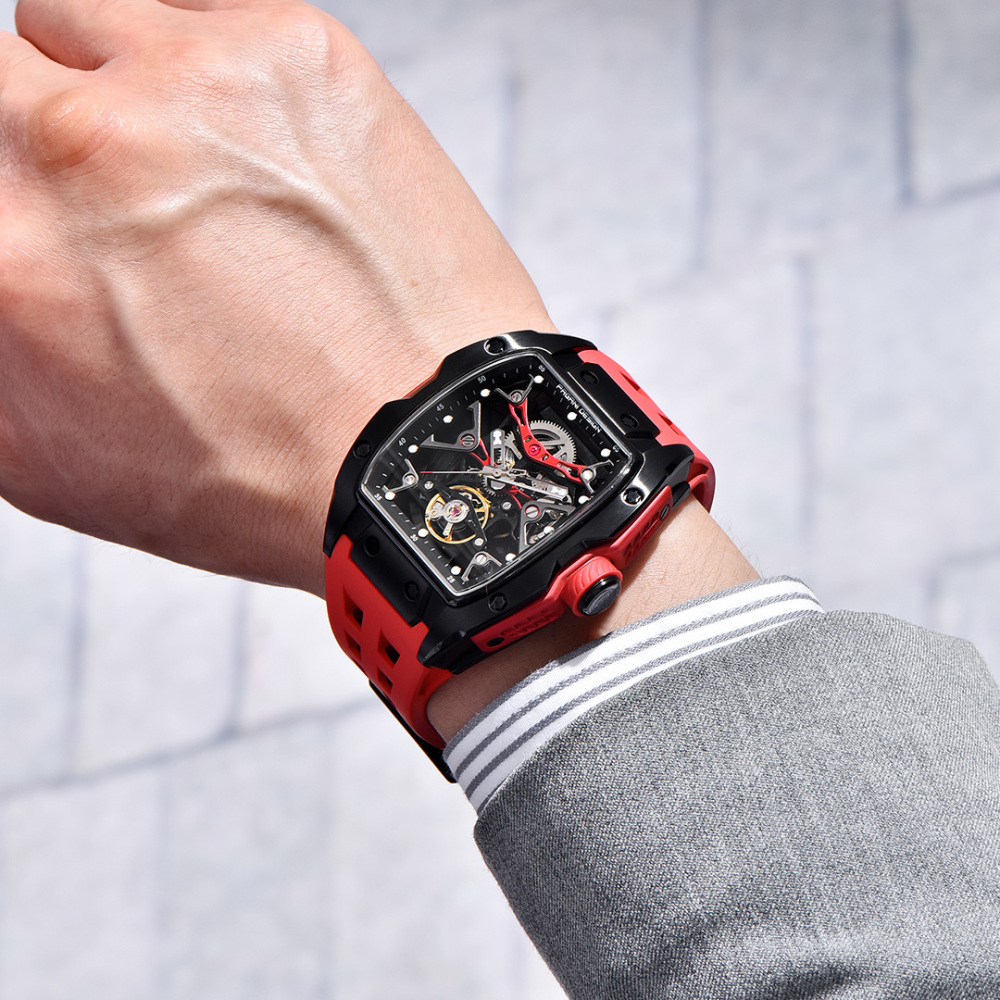 PAGANI DESIGN PD-YS018 Men's Automatic Watches Skeleton Stainless Steel Waterproof Mechanical Watches for Men