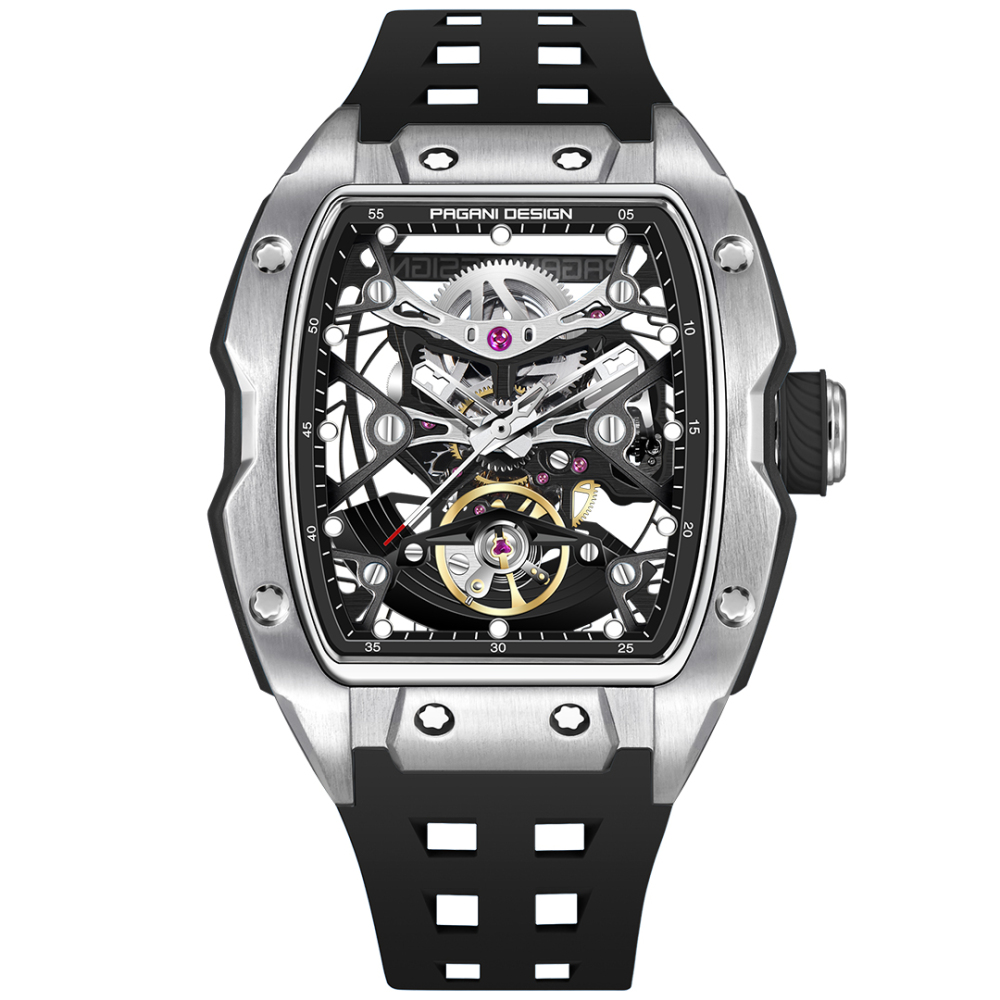 PAGANI DESIGN PD-YS018 Men's Automatic Watches Skeleton Stainless Steel Waterproof Mechanical Watches for Men