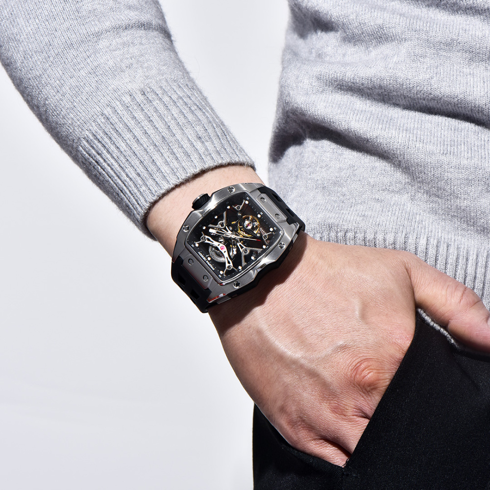 PAGANI DESIGN PD-YS018 Men's Automatic Watches Skeleton Stainless Steel Waterproof Mechanical Watches for Men