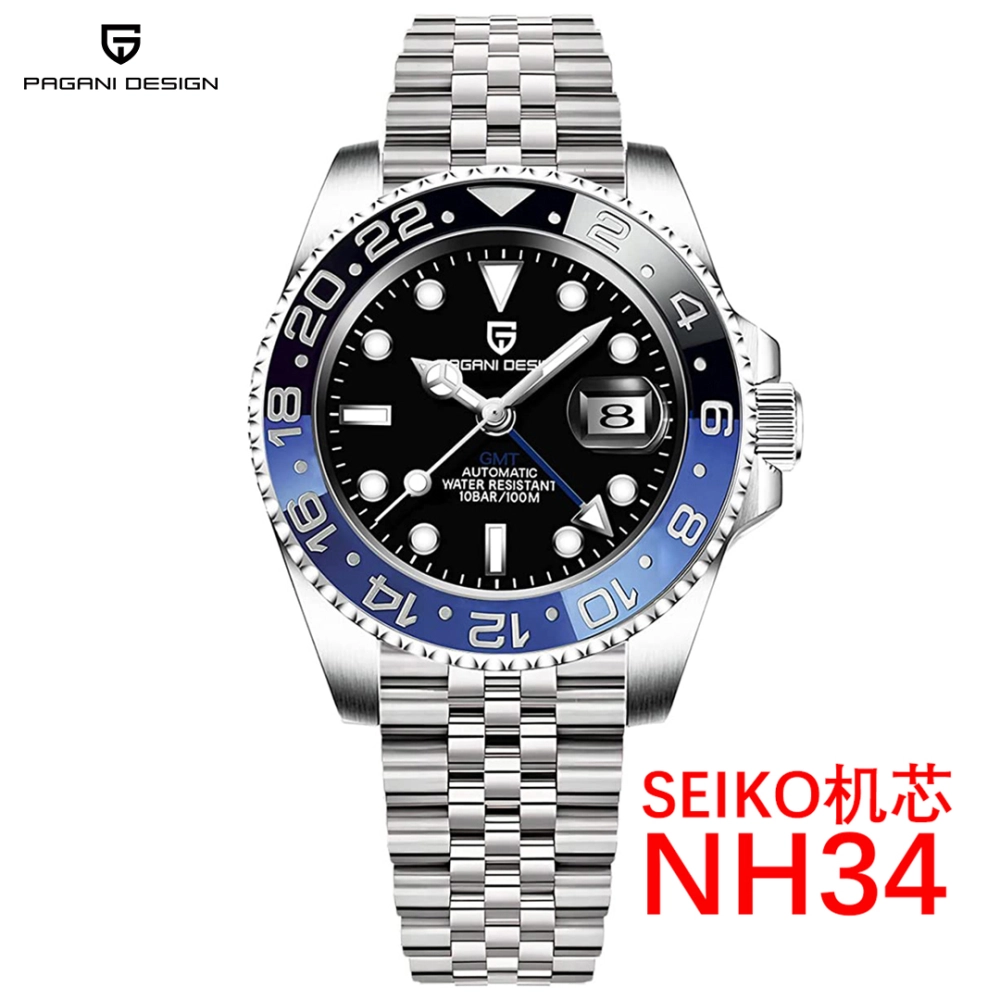 PAGANI DESIGN PD-1662 Men's Watches Automatic NH34 GMT New