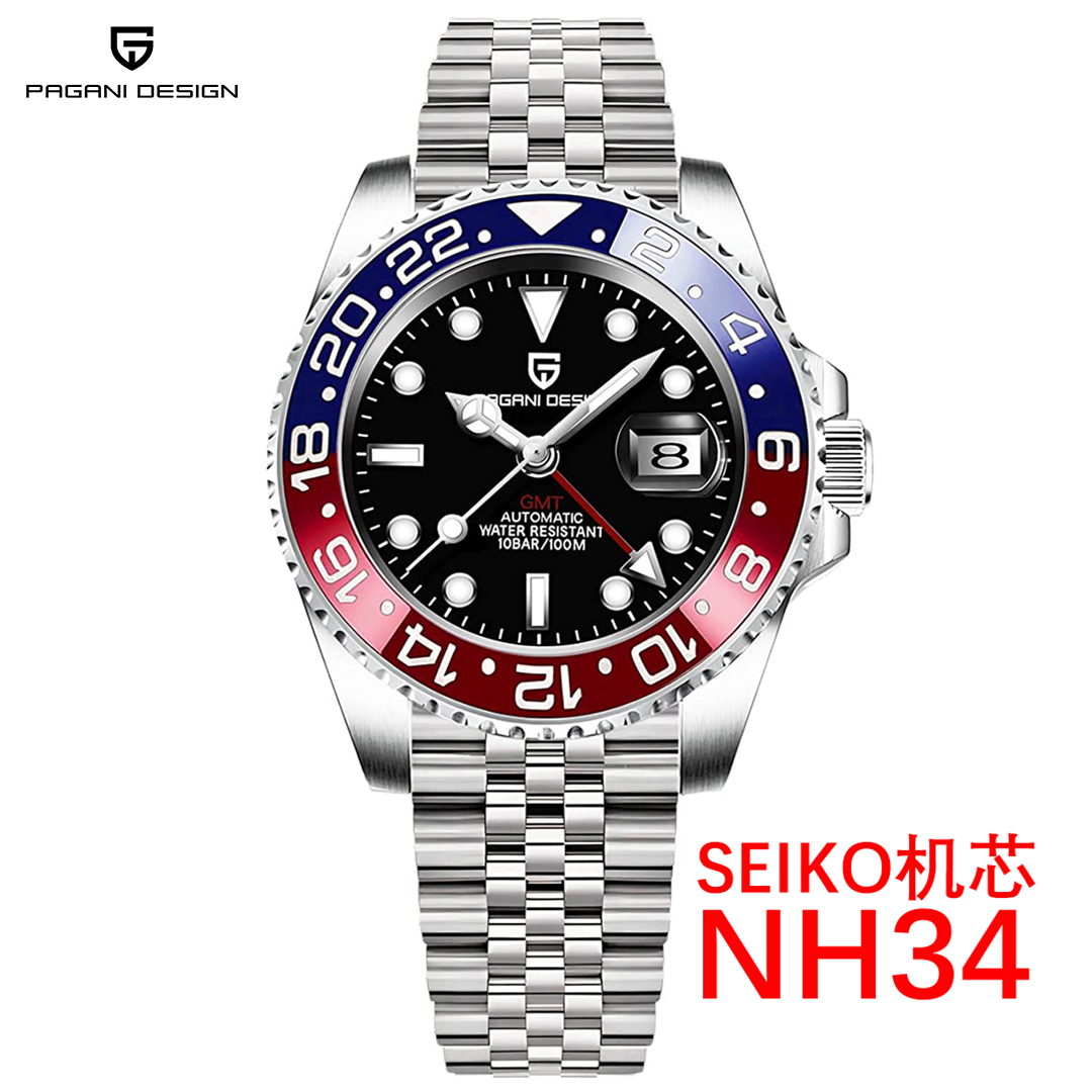 PAGANI DESIGN PD-1662 Men's Watches Automatic NH34 GMT New