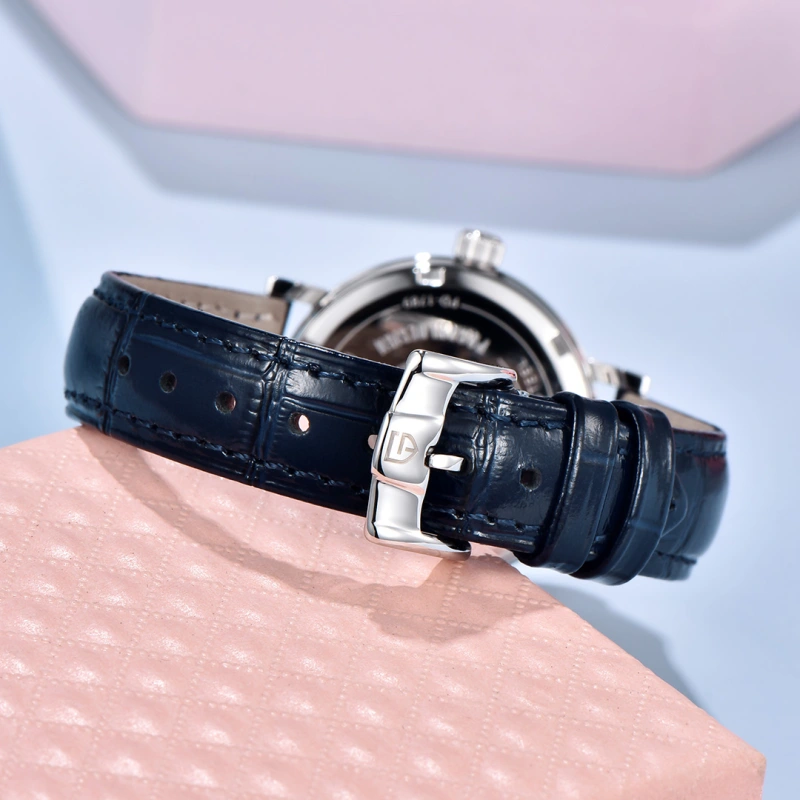 PAGANI DESIGN PD-1789 Women's Watch Stainless Steel Leather Wrist Watch for Women Luxury Waterproof  Wristwatchb with Moonphase, Week Date Display