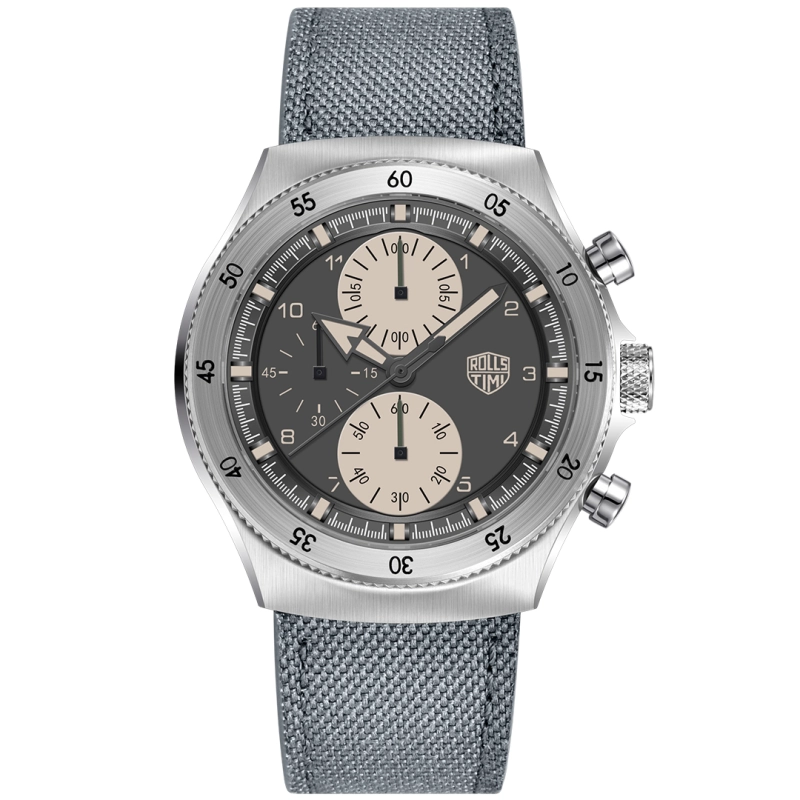 RollsTimi RT7932 Sports Quartz Men's Watch Stainless Steel Chronograph Waterproof Wrist Watch for Men, Leather Watchband