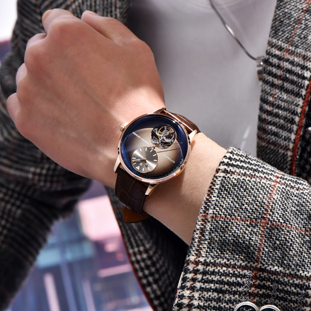 PAGANI DESIGN PD-1796 Tourbillon Men's Watch Automatic Mechanical Stainless Steel Wrist Watch for Men, Sapphire Dial Glass, Leather Watch band