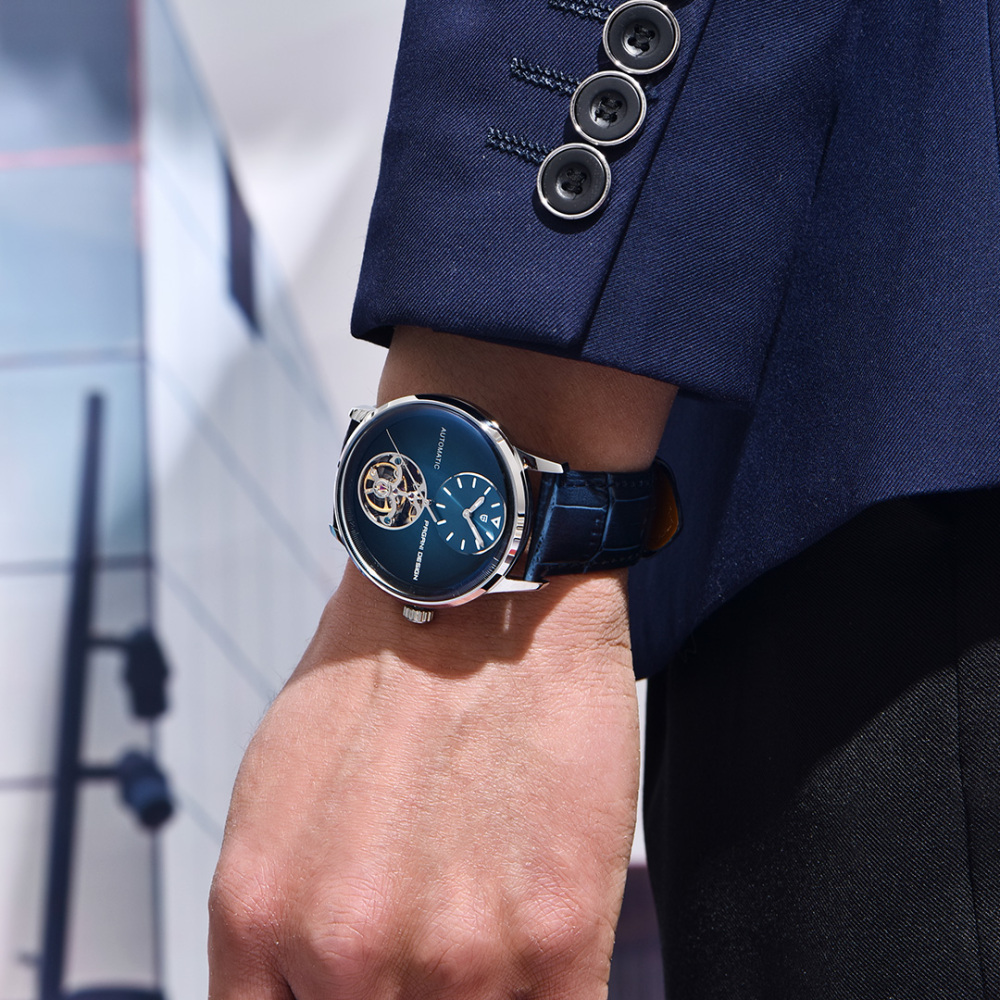 PAGANI DESIGN PD-1796 Men's Watch with Balance Wheel Automatic Mechanical Stainless Steel Wrist Watch for Men, Business Style, Leather Watch band