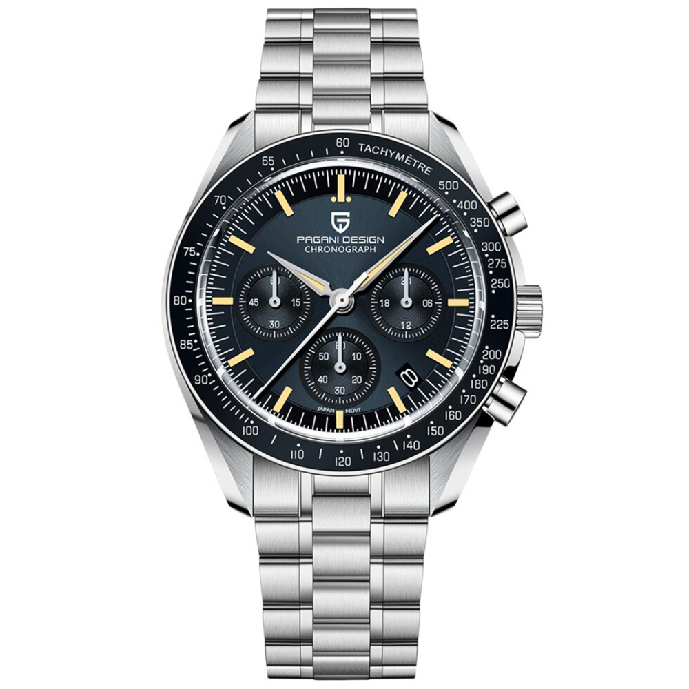 PAGANI DESIGN PD-1701 Men's Quartz Watches full Stainless Steel Waterproof Sports Chronograph Wrist Watch for Men Pepsi Bezel