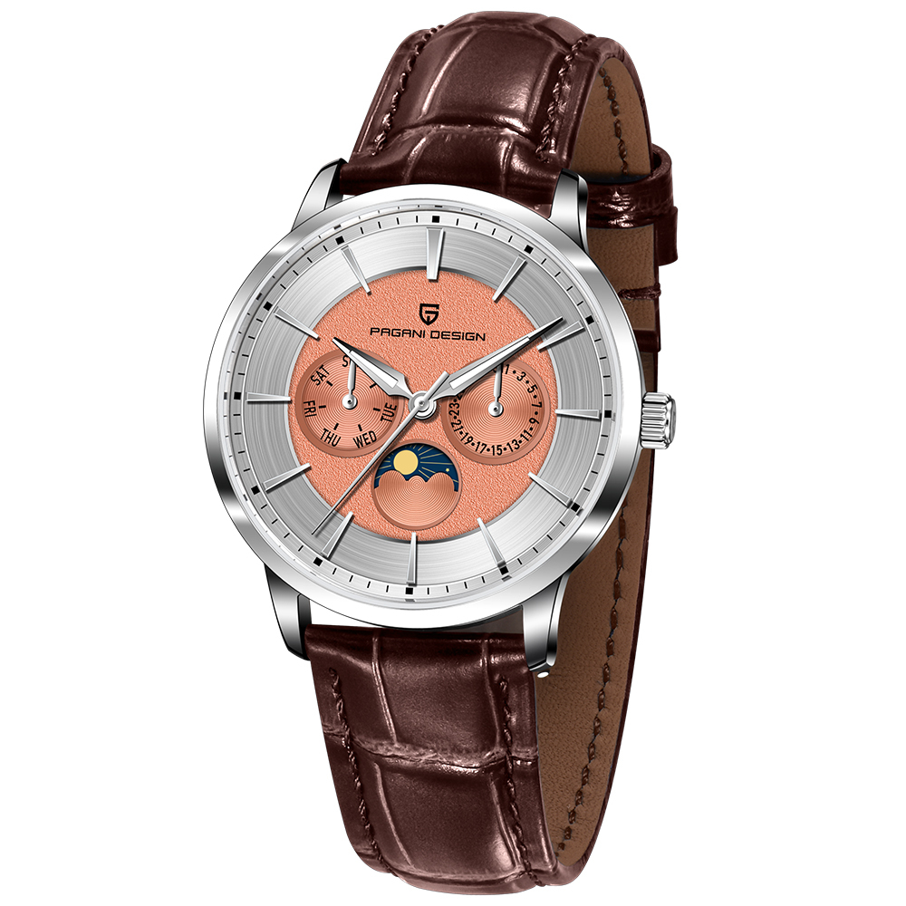 PAGANI DESIGN PD-1795 Quartz Men's Watch Stainless Steel Business Wrist Watch with Bracelet or Leather Watchband, Synthetic Sapphire Dial Glass