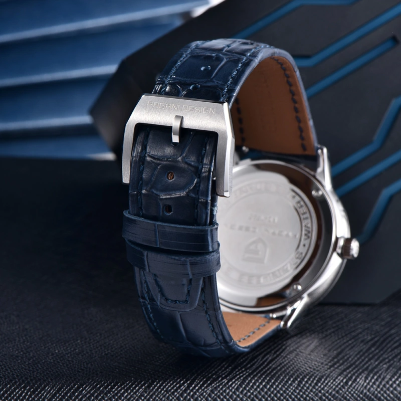 PAGANI DESIGN PD-1795 Quartz Men's Watch Stainless Steel Business Wrist Watch with Bracelet or Leather Watchband, Synthetic Sapphire Dial Glass