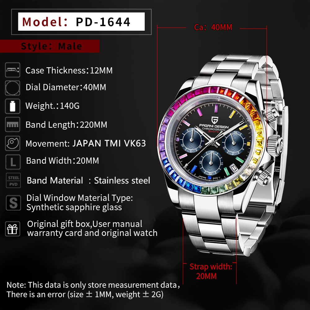 PAGANI DESIGN PD-1644 Men's Quartz Watches Chronograph Sports