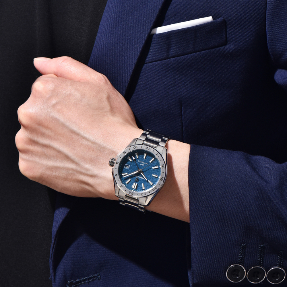 PAGANI DESIGN PD-1792 New GMT Men's Watches 40mm Desert Texture Dial Business Dress Automatic Mechanical Waterproof Wrist Watch for Men