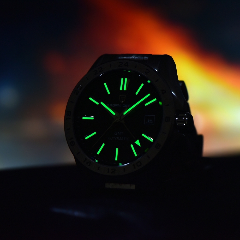 PAGANI DESIGN PD-1792 New GMT Men's Watches 40mm Desert Texture Dial Business Dress Automatic Mechanical Waterproof Wrist Watch for Men