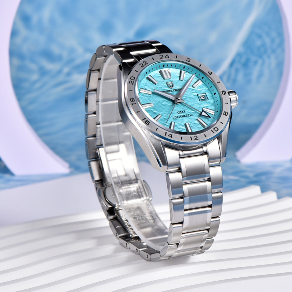 PAGANI DESIGN PD-1792 New GMT Men's Watches 40mm Desert Texture Dial Business Dress Automatic Mechanical Waterproof Wrist Watch for Men