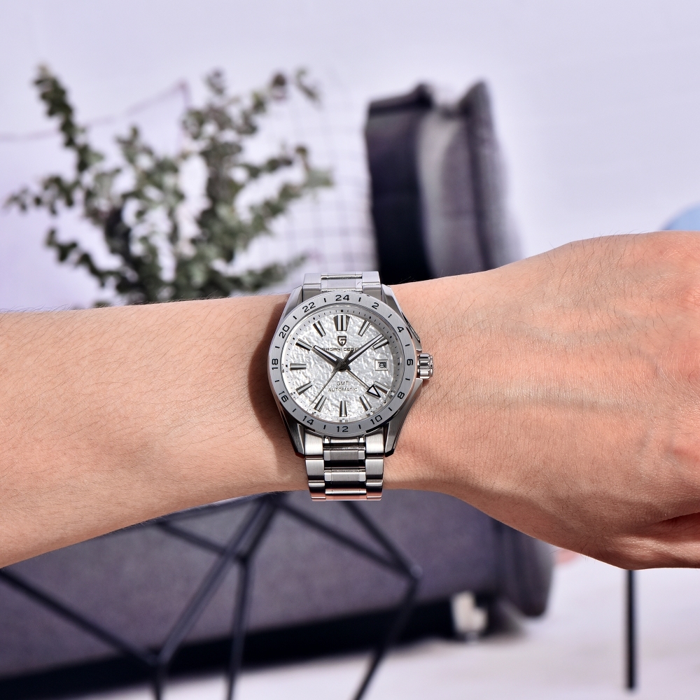 PAGANI DESIGN PD-1792 New GMT Men's Watches 40mm Desert Texture Dial Business Dress Automatic Mechanical Waterproof Wrist Watch for Men
