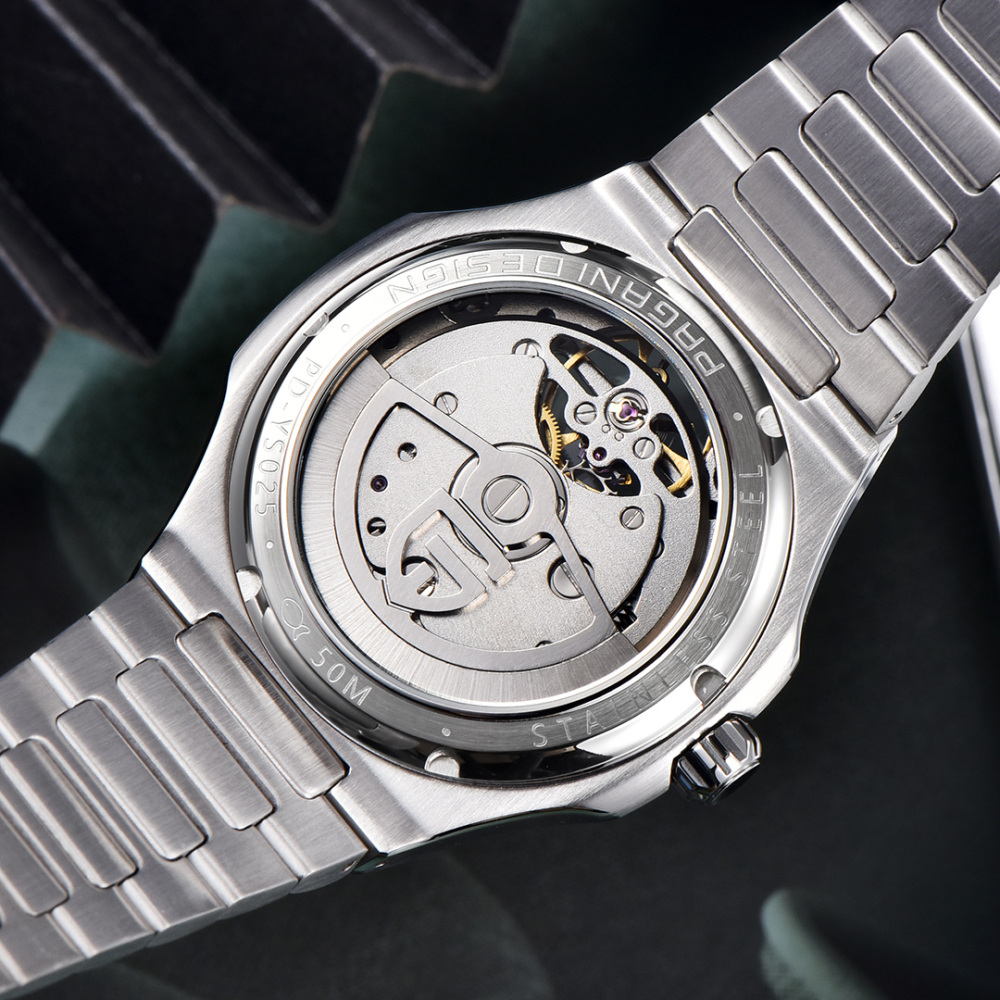 PAGANI DESIGN PD-YS025 New Automatic Men's Watch Full Stainless Steel Mechanical Wrist Watch for Men, Sapphire Dial Glass, Wristwatch with Balance Wheel