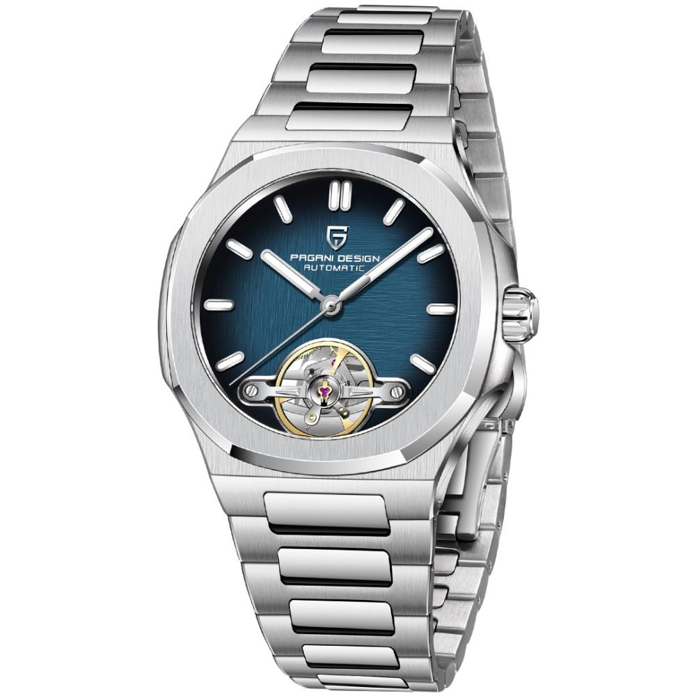 PAGANI DESIGN PD-YS025 New Automatic Men's Watch Full Stainless Steel Mechanical Wrist Watch for Men, Sapphire Dial Glass, Wristwatch with Balance Wheel
