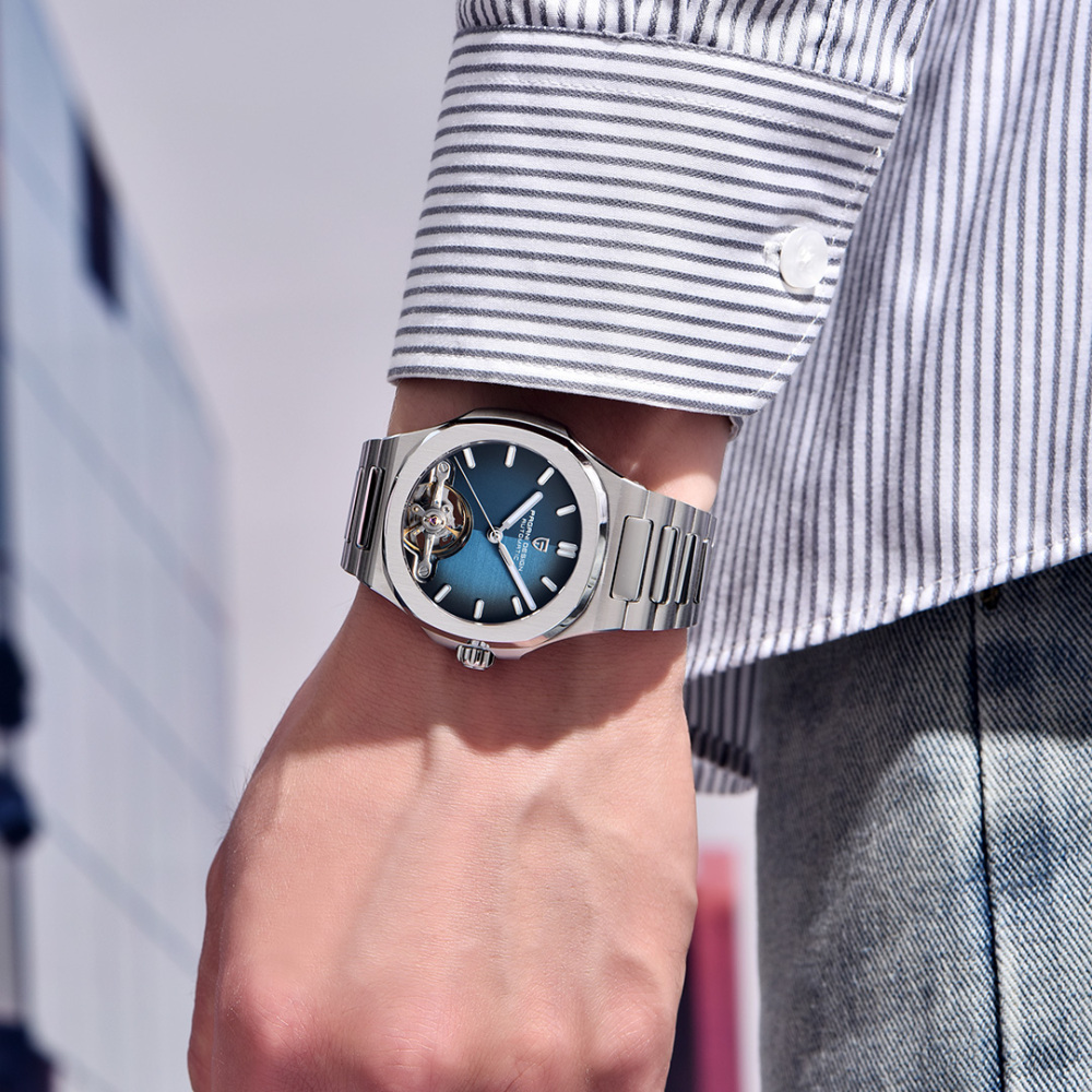 PAGANI DESIGN PD-YS025 New Automatic Men's Watch Full Stainless Steel Mechanical Wrist Watch for Men, Sapphire Dial Glass, Wristwatch with Balance Wheel