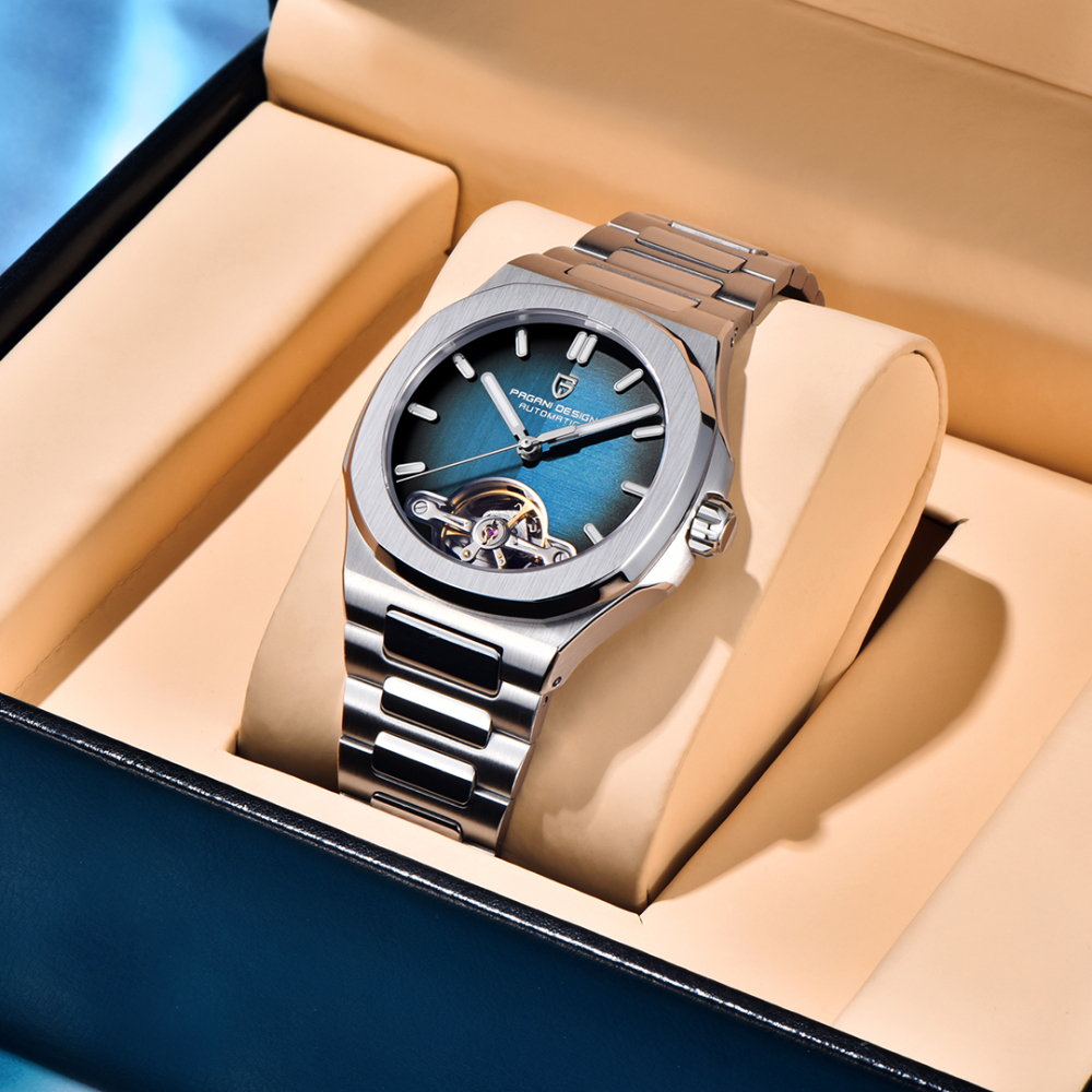 PAGANI DESIGN PD-YS025 New Automatic Men's Watch Full Stainless Steel Mechanical Wrist Watch for Men, Sapphire Dial Glass, Wristwatch with Balance Wheel