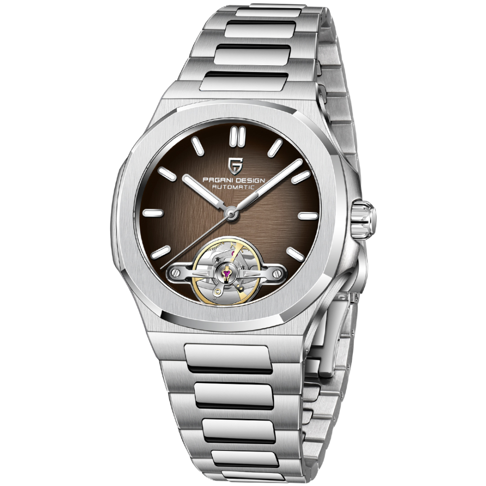 PAGANI DESIGN PD-YS025 New Automatic Men's Watch Full Stainless Steel Mechanical Wrist Watch for Men, Sapphire Dial Glass, Wristwatch with Balance Wheel