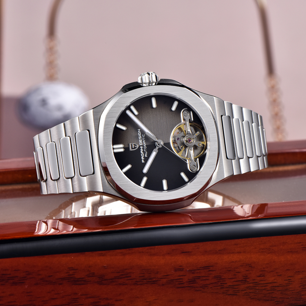 PAGANI DESIGN PD-YS025 New Automatic Men's Watch Full Stainless Steel Mechanical Wrist Watch for Men, Sapphire Dial Glass, Wristwatch with Balance Wheel