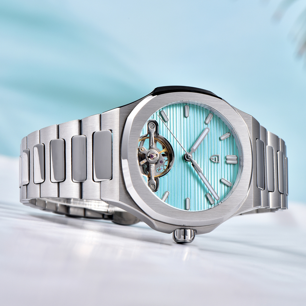 PAGANI DESIGN PD-YS025 New Automatic Men's Watch Full Stainless Steel Mechanical Wrist Watch for Men, Sapphire Dial Glass, Business Wristwatch with Balance Wheel