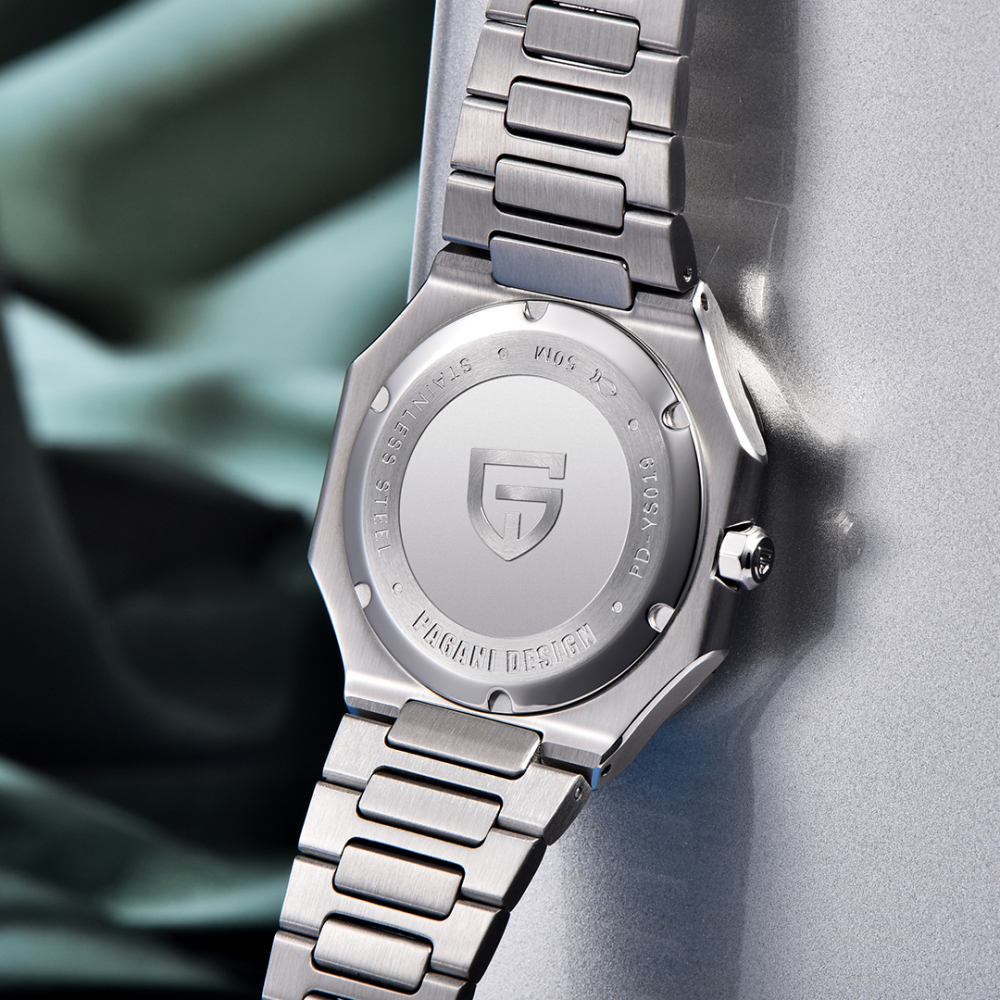 PAGANI DESIGN PD-YS019 Men's Quartz Watch New 37MM Stainless Steel Sports Waterproof Wrist Watch for Men, Synthetic Sapphire, Japan TMI VH31