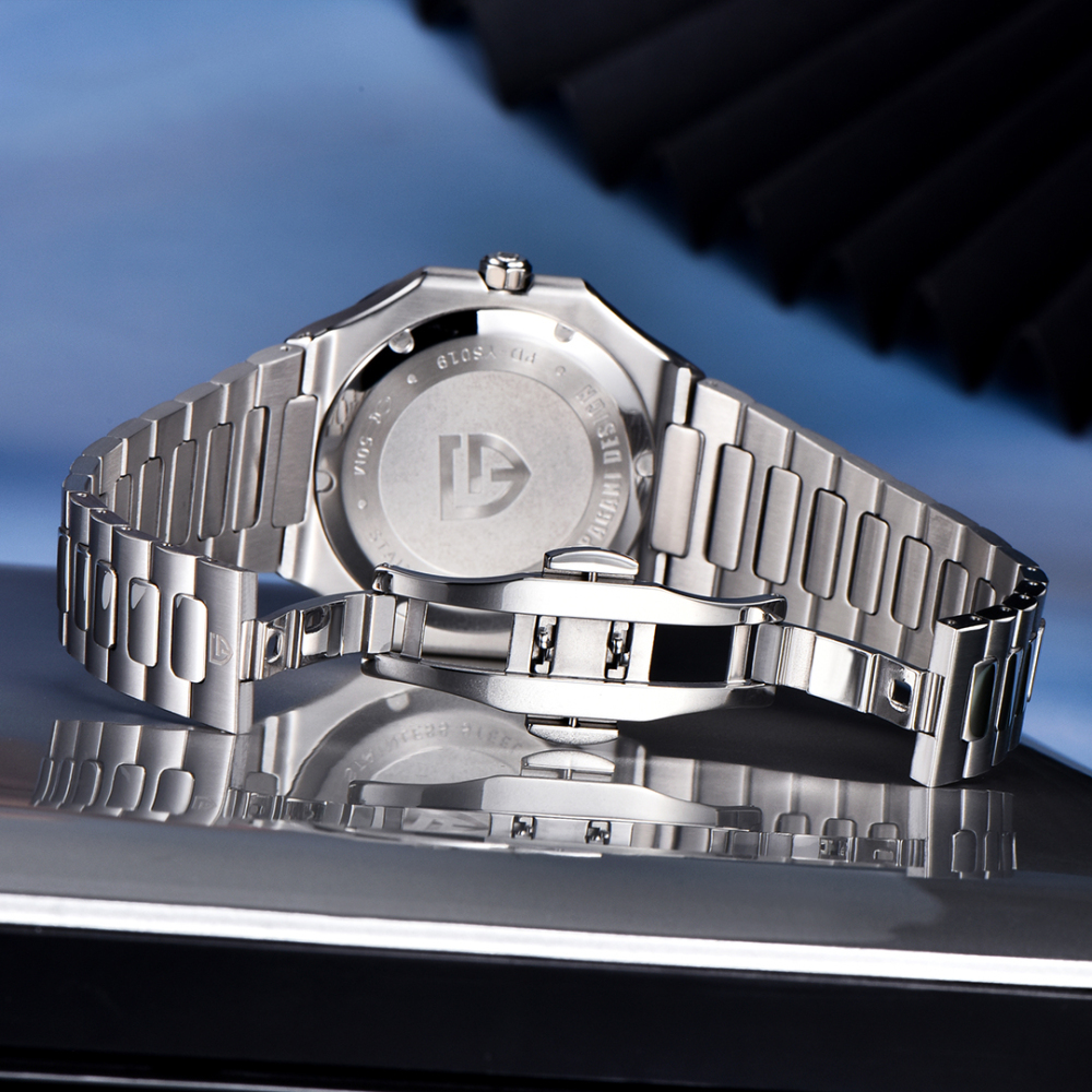 PAGANI DESIGN PD-YS019 Men's Quartz Watch New 37MM Stainless Steel Sports Waterproof Wrist Watch for Men, Synthetic Sapphire, Japan TMI VH31