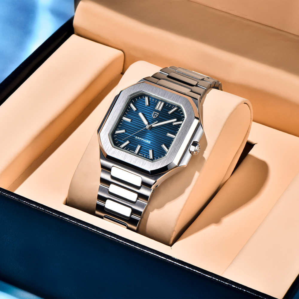 PAGANI DESIGN PD-YS019 Men's Quartz Watch New 37MM Stainless Steel Sports Waterproof Wrist Watch for Men, Synthetic Sapphire, Japan TMI VH31