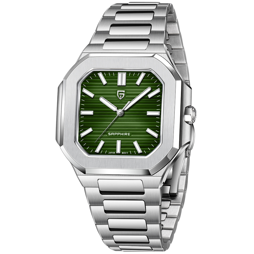 PAGANI DESIGN PD-YS019 Men's Quartz Watch New 37MM Stainless Steel Sports Waterproof Wrist Watch for Men, Synthetic Sapphire, Japan TMI VH31