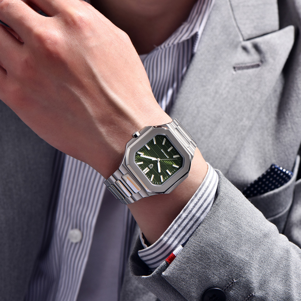 PAGANI DESIGN PD-YS019 Men's Quartz Watch New 37MM Stainless Steel Sports Waterproof Wrist Watch for Men, Synthetic Sapphire, Japan TMI VH31