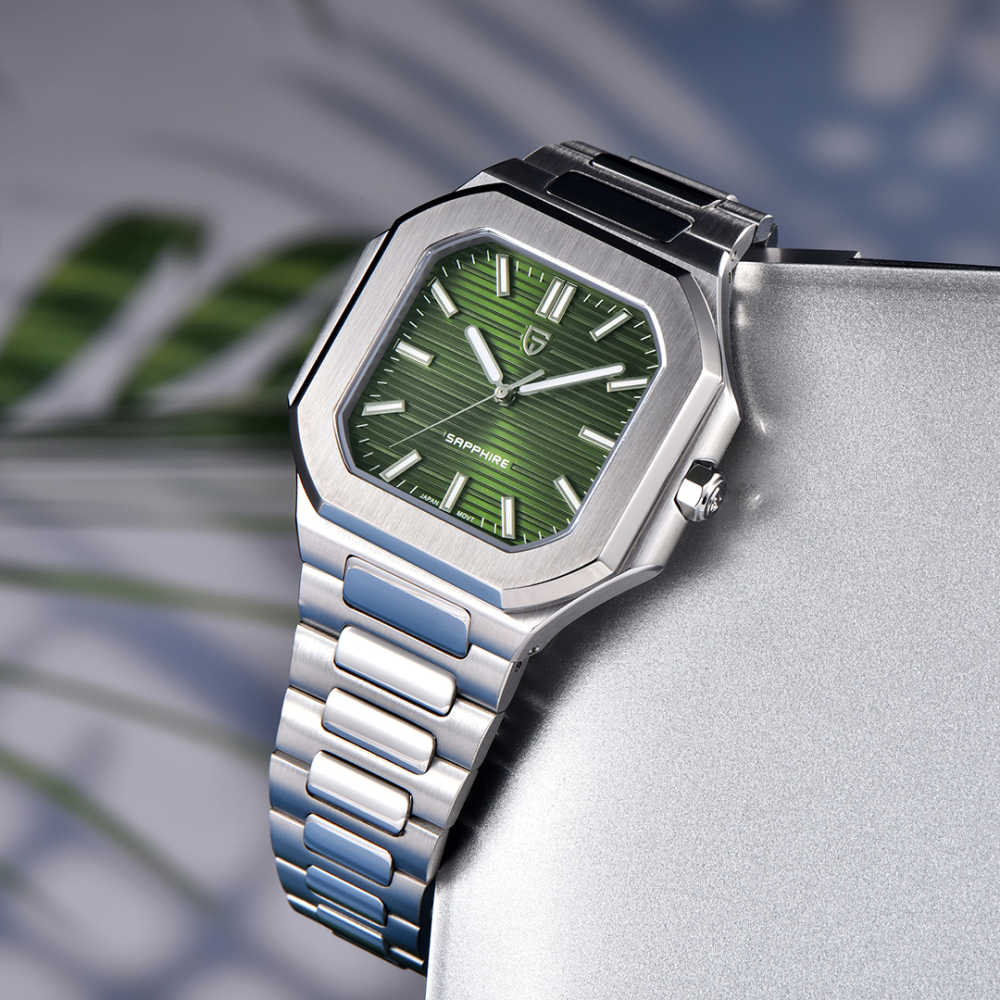 PAGANI DESIGN PD-YS019 Men's Quartz Watch New 37MM Stainless Steel Sports Waterproof Wrist Watch for Men, Synthetic Sapphire, Japan TMI VH31