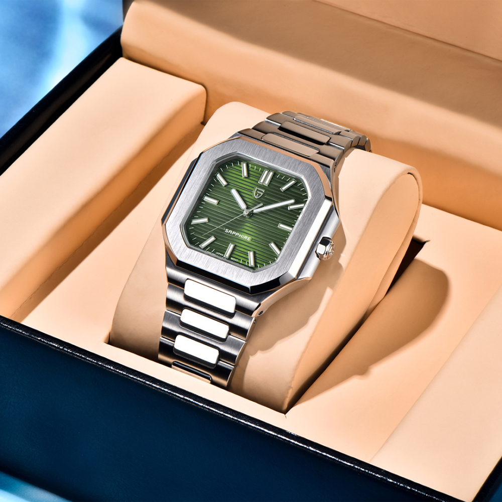 PAGANI DESIGN PD-YS019 Men's Quartz Watch New 37MM Stainless Steel Sports Waterproof Wrist Watch for Men, Synthetic Sapphire, Japan TMI VH31