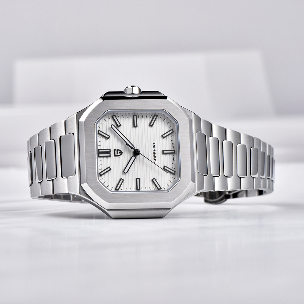 PAGANI DESIGN PD-YS019 Men's Quartz Watch New 37MM Stainless Steel Sports Waterproof Business Wrist Watch for Men, Synthetic Sapphire, Japan TMI VH31
