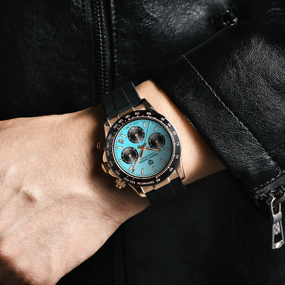 PAGANI DESIGN PD-1664 Men's Quartz Watches Chronograph Sports Men's Wrist Watch with VK63 Movement Silicone Watchband