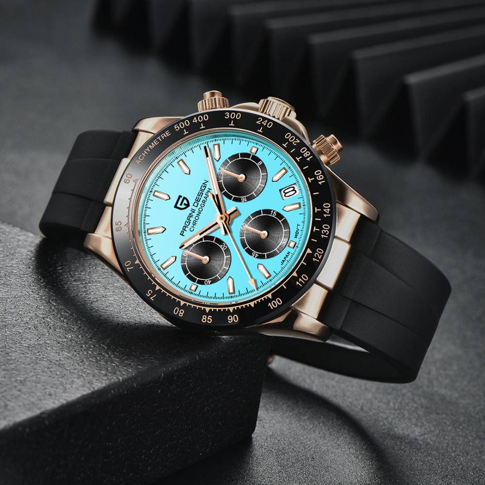 PAGANI DESIGN PD-1664 Men's Quartz Watches Chronograph Sports Men's Wrist Watch with VK63 Movement Silicone Watchband