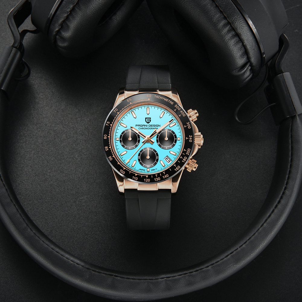 PAGANI DESIGN PD-1664 Men's Quartz Watches Chronograph Sports Men's Wrist Watch with VK63 Movement Silicone Watchband