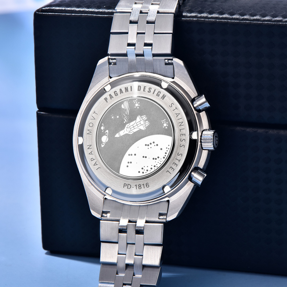 PAGANI DESIGN PD-1816 New Chronograph Men's Watch Stainless Steel Sports Wrist Watch with Jubilee Bracelet, Sapphire Dial Glass, VK67 Movement