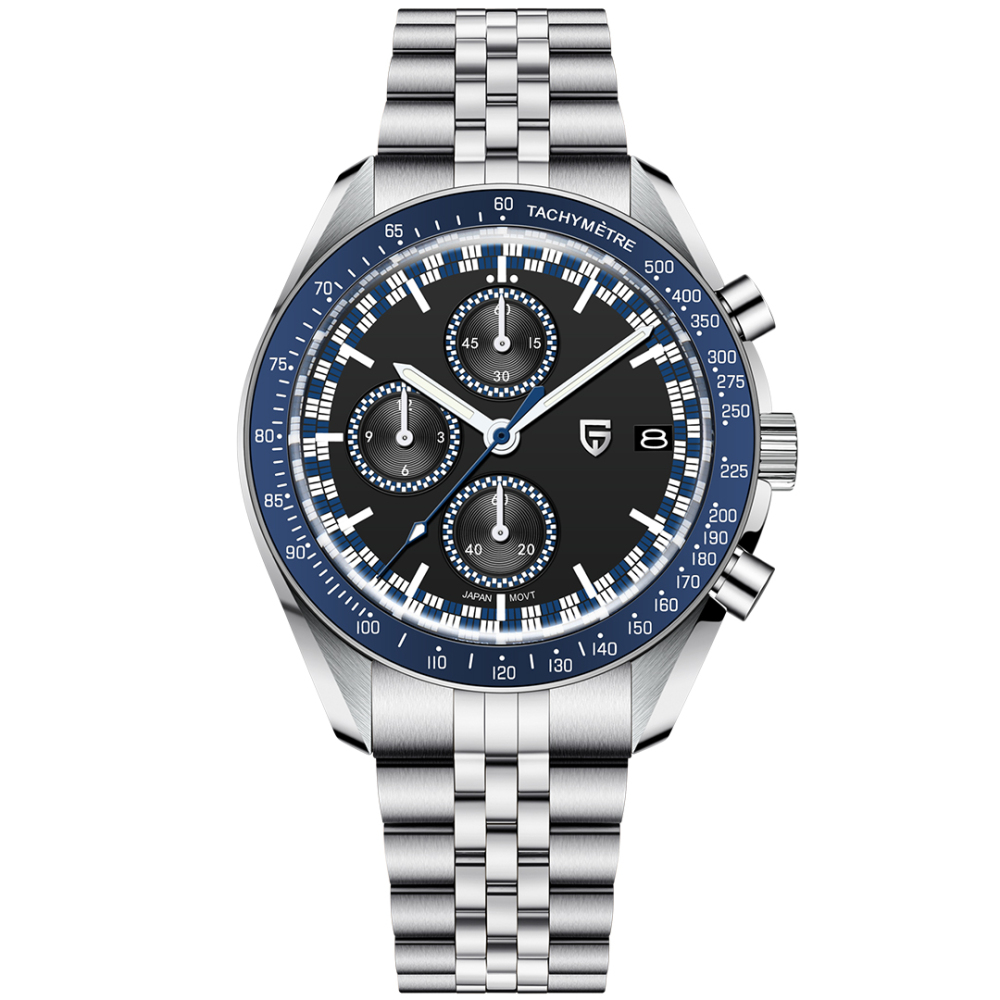 PAGANI DESIGN PD-1816 New Chronograph Men's Watch Stainless Steel Sports Wrist Watch with Jubilee Bracelet, Sapphire Dial Glass, VK67 Movement