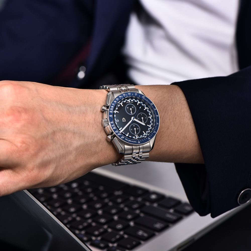 PAGANI DESIGN PD-1816 New Chronograph Men's Watch Stainless Steel Sports Wrist Watch with Jubilee Bracelet, Sapphire Dial Glass, VK67 Movement