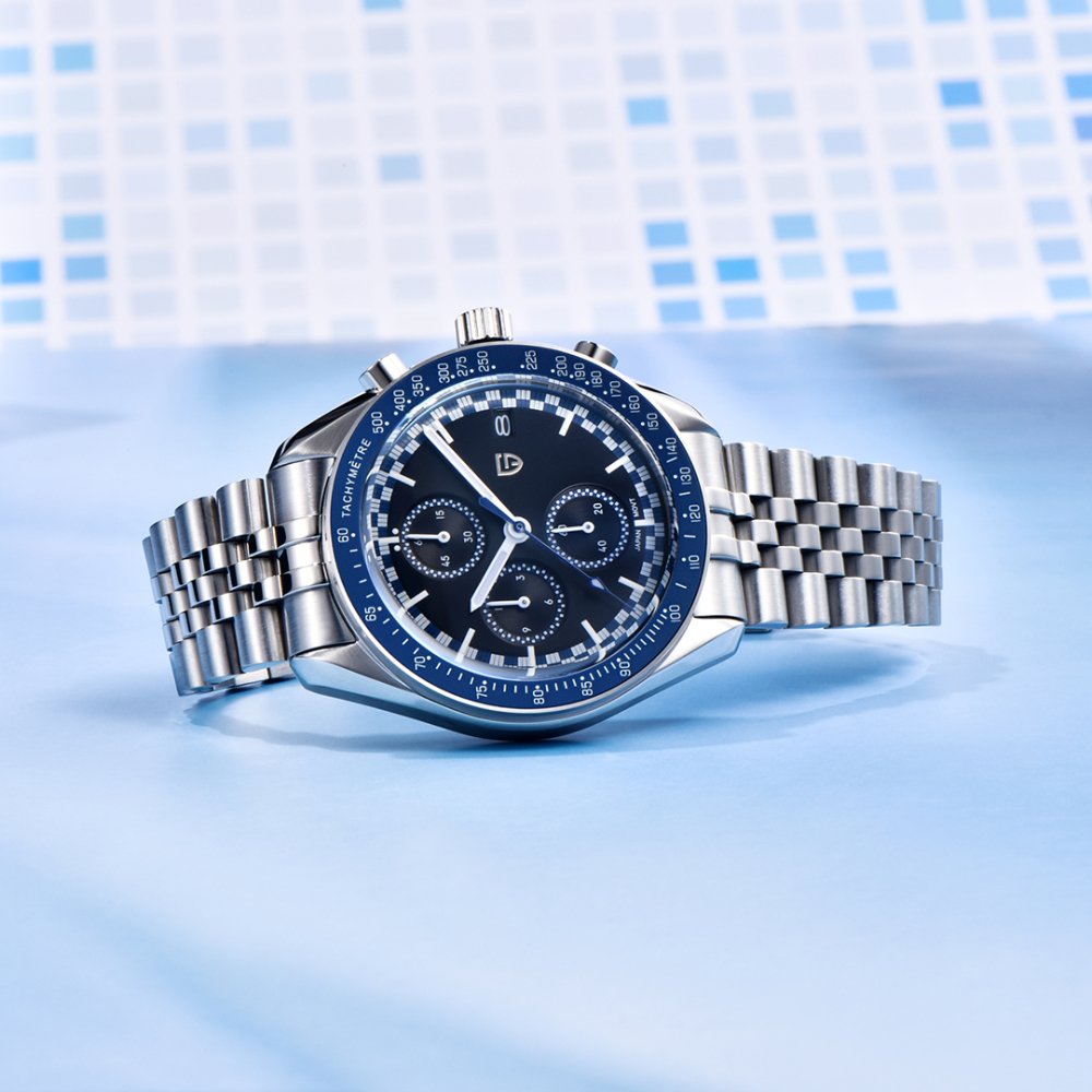 PAGANI DESIGN PD-1816 New Chronograph Men's Watch Stainless Steel Sports Wrist Watch with Jubilee Bracelet, Sapphire Dial Glass, VK67 Movement