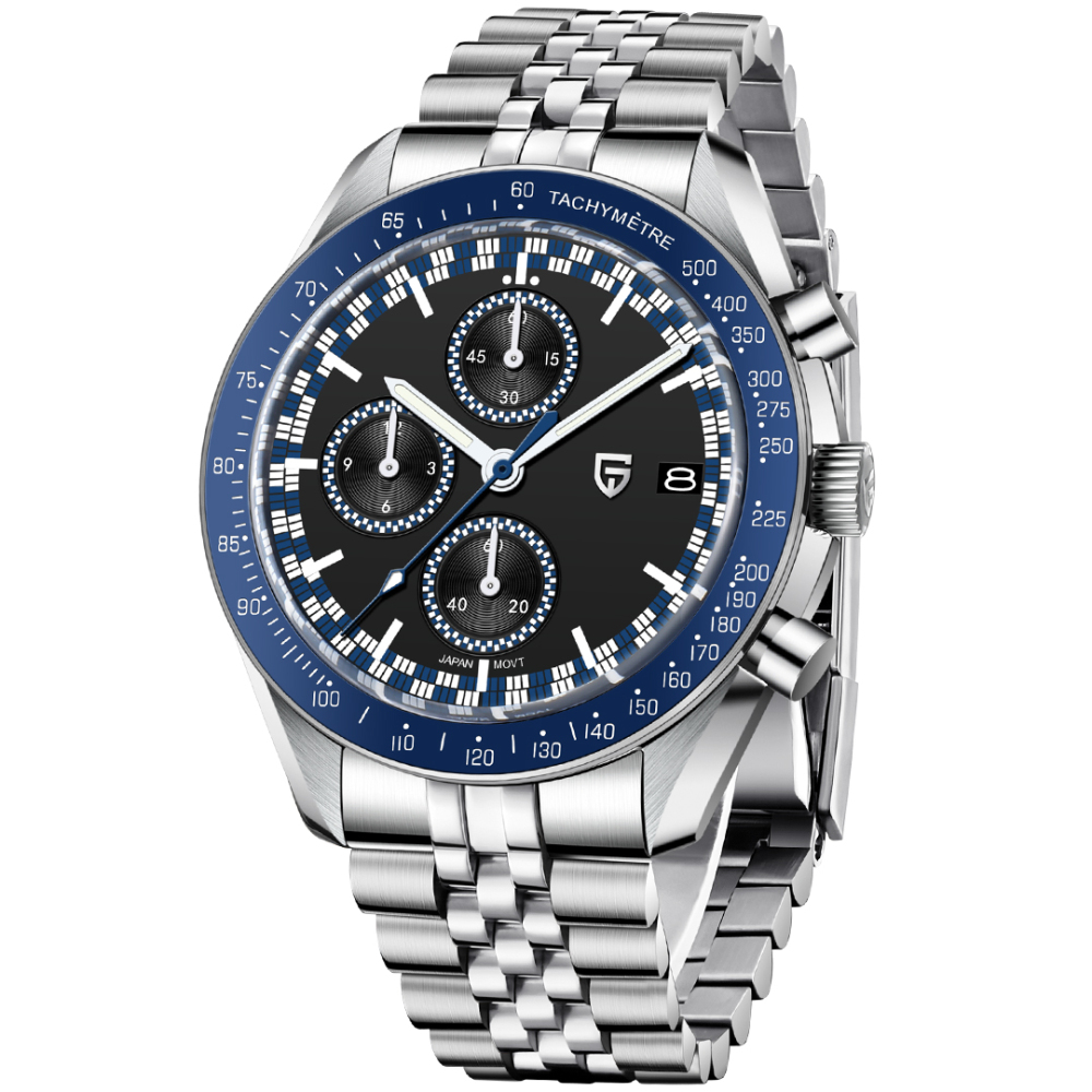 PAGANI DESIGN PD-1816 New Chronograph Men's Watch Stainless Steel Sports Wrist Watch with Jubilee Bracelet, Sapphire Dial Glass, VK67 Movement