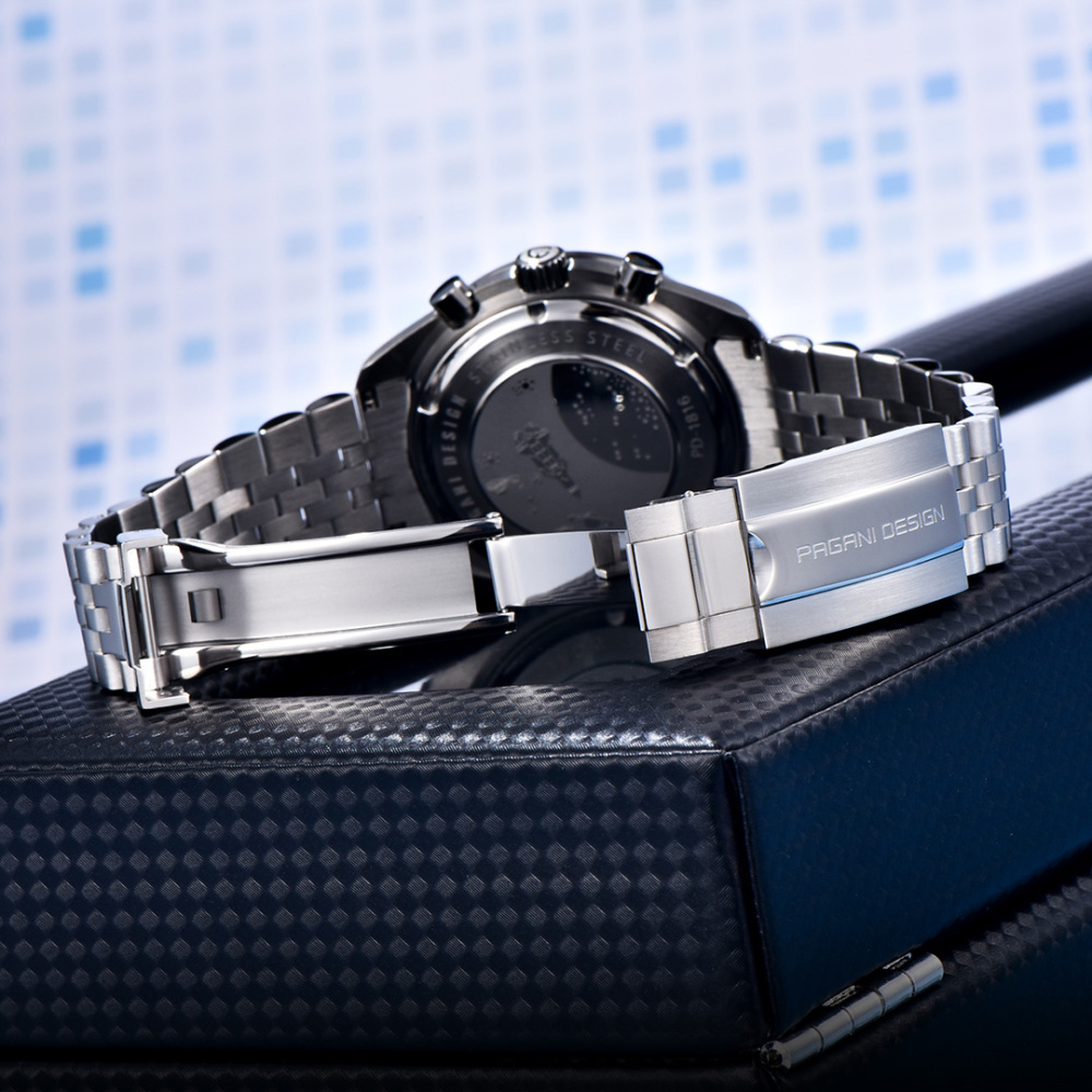 PAGANI DESIGN PD-1816 New Chronograph Men's Watch Stainless Steel Sports Wrist Watch with Jubilee Bracelet, Sapphire Dial Glass, VK67 Movement