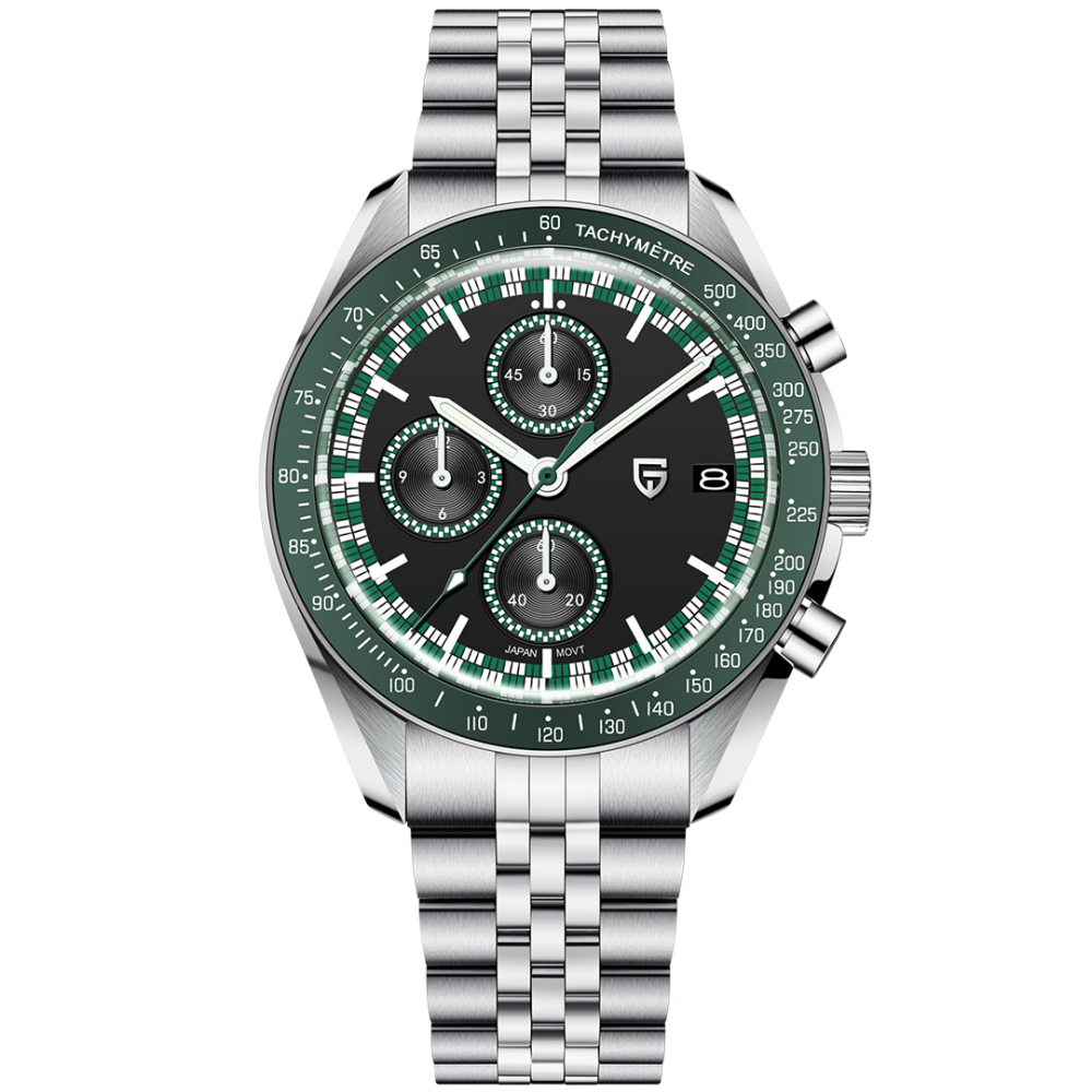 PAGANI DESIGN PD-1816 New Chronograph Men's Watch Stainless Steel Sports Wrist Watch with Jubilee Bracelet, Sapphire Dial Glass, VK67 Movement