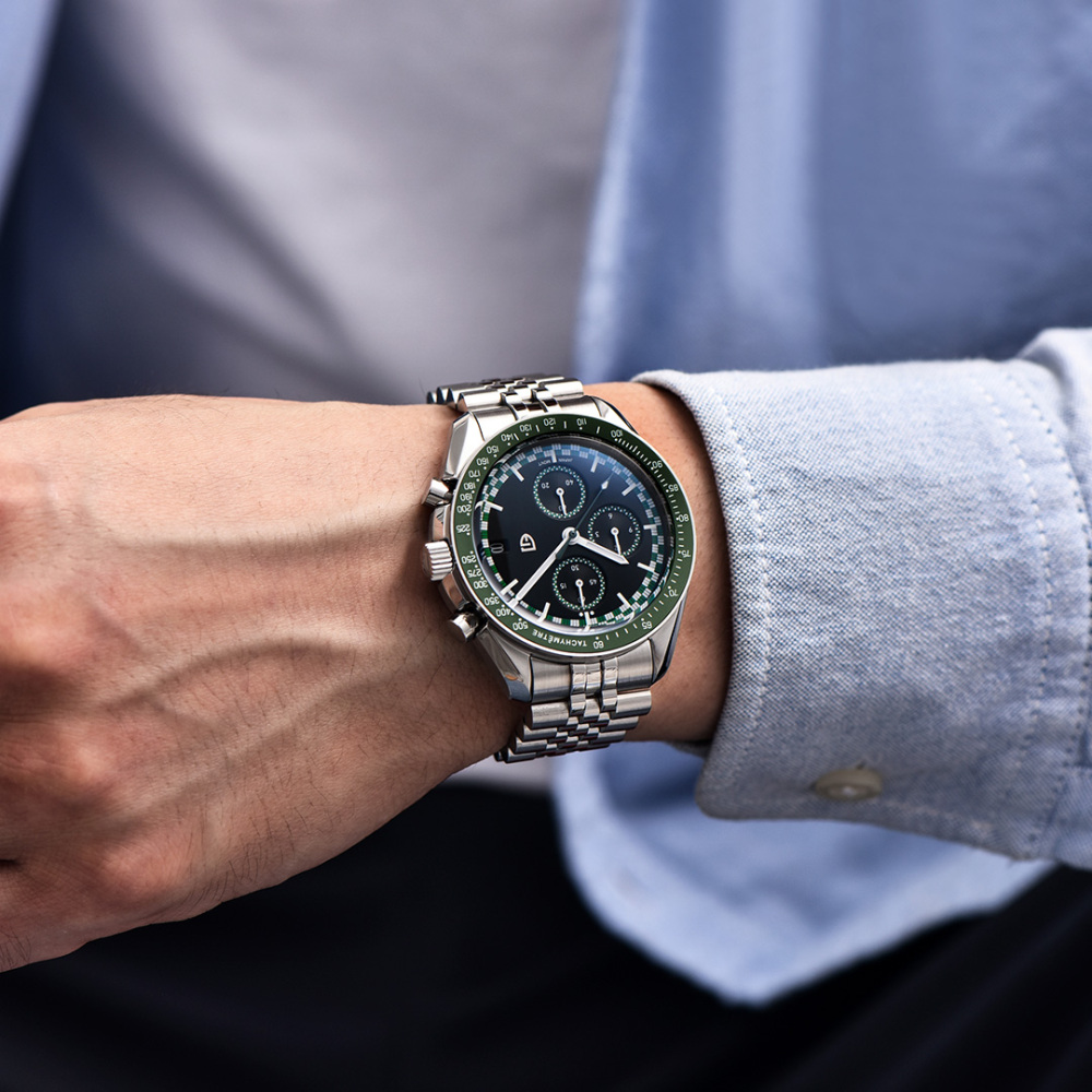 PAGANI DESIGN PD-1816 New Chronograph Men's Watch Stainless Steel Sports Wrist Watch with Jubilee Bracelet, Sapphire Dial Glass, VK67 Movement