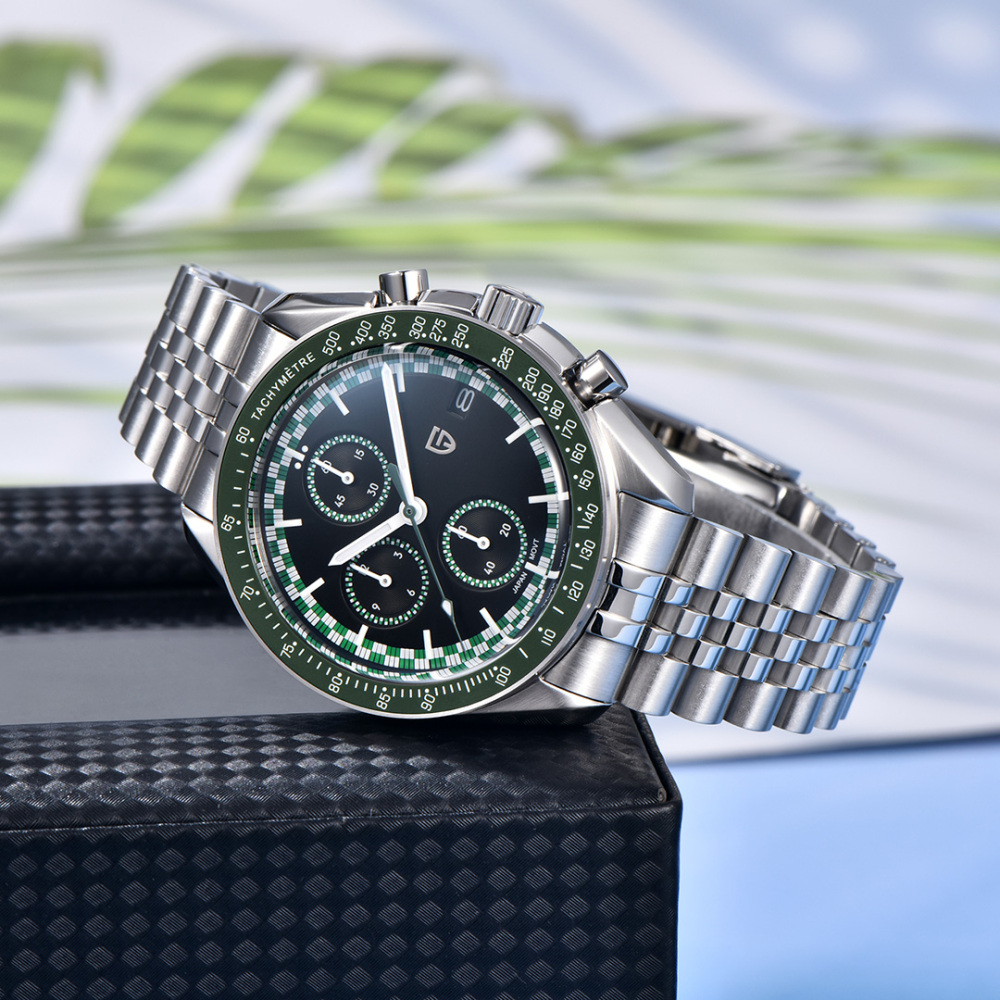 PAGANI DESIGN PD-1816 New Chronograph Men's Watch Stainless Steel Sports Wrist Watch with Jubilee Bracelet, Sapphire Dial Glass, VK67 Movement