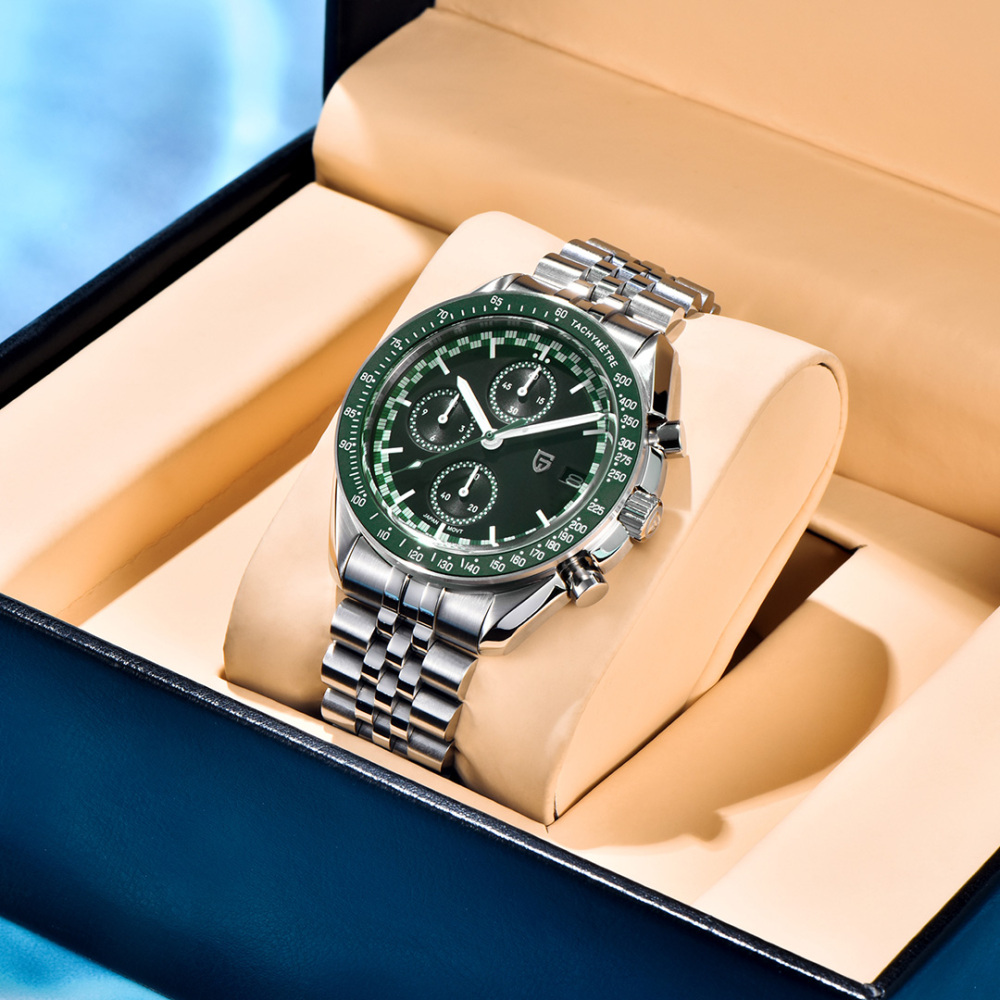PAGANI DESIGN PD-1816 New Chronograph Men's Watch Stainless Steel Sports Wrist Watch with Jubilee Bracelet, Sapphire Dial Glass, VK67 Movement