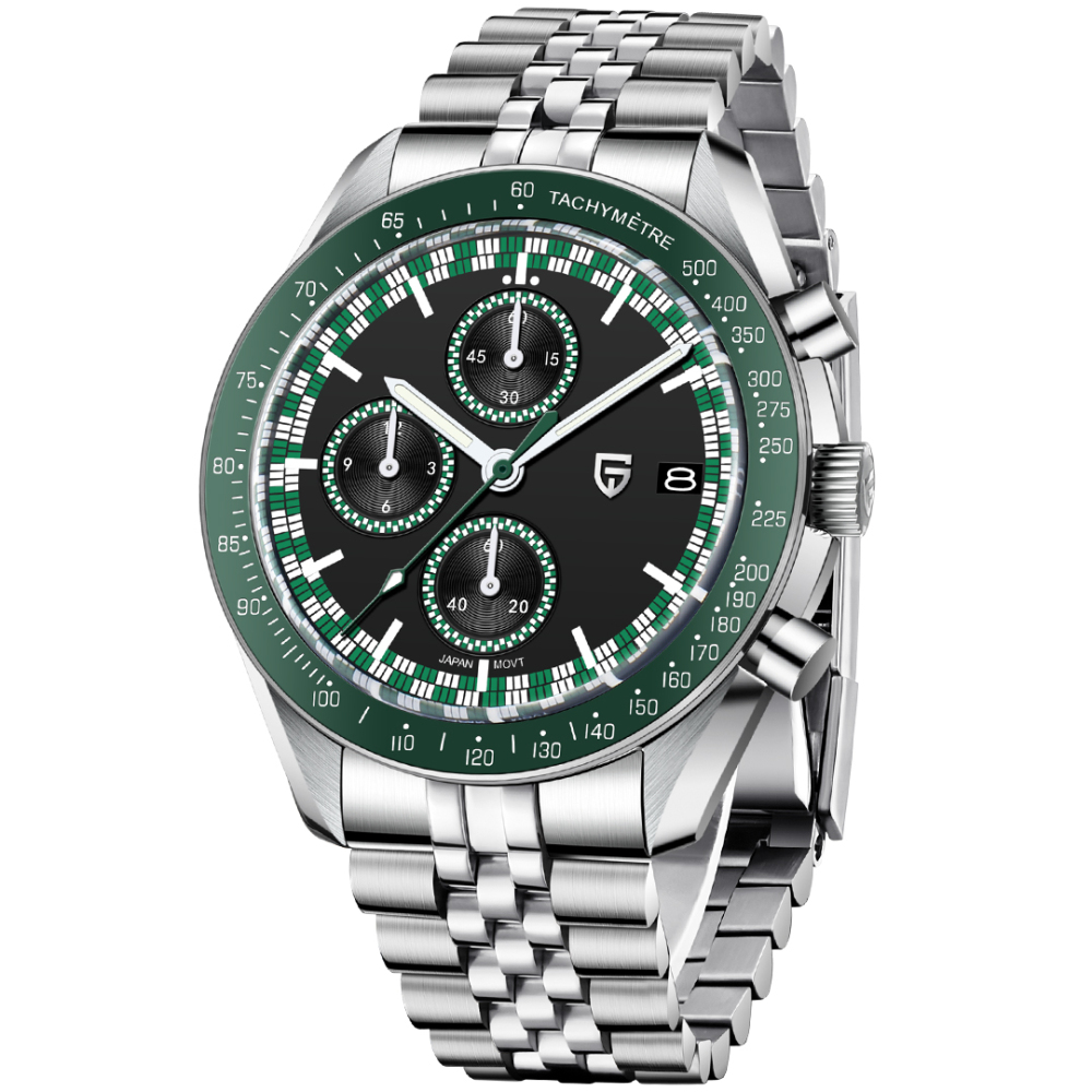 PAGANI DESIGN PD-1816 New Chronograph Men's Watch Stainless Steel Sports Wrist Watch with Jubilee Bracelet, Sapphire Dial Glass, VK67 Movement