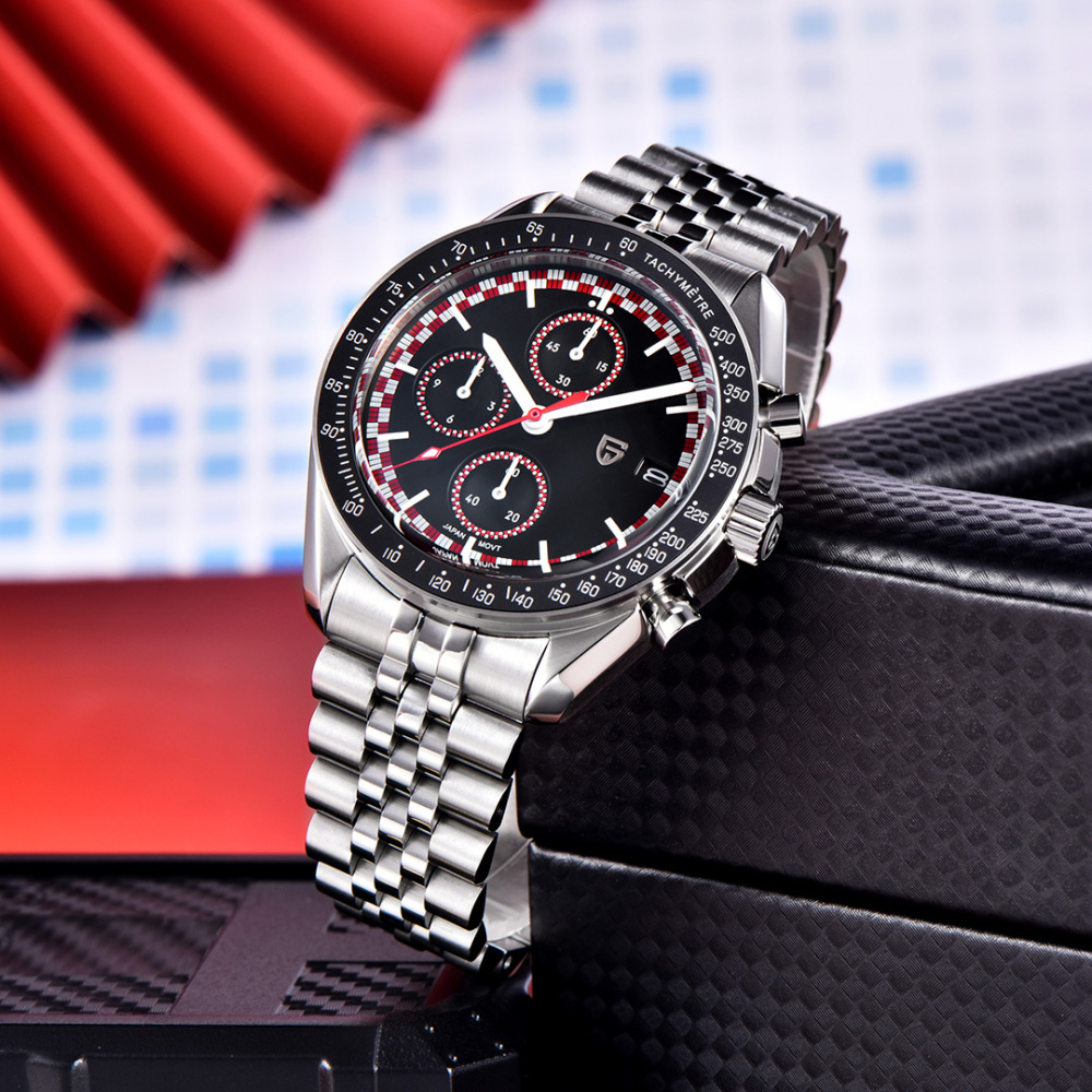 PAGANI DESIGN PD-1816 New Chronograph Men's Watch Stainless Steel Sports Wrist Watch with Jubilee Bracelet, Sapphire Dial Glass, VK67 Movement
