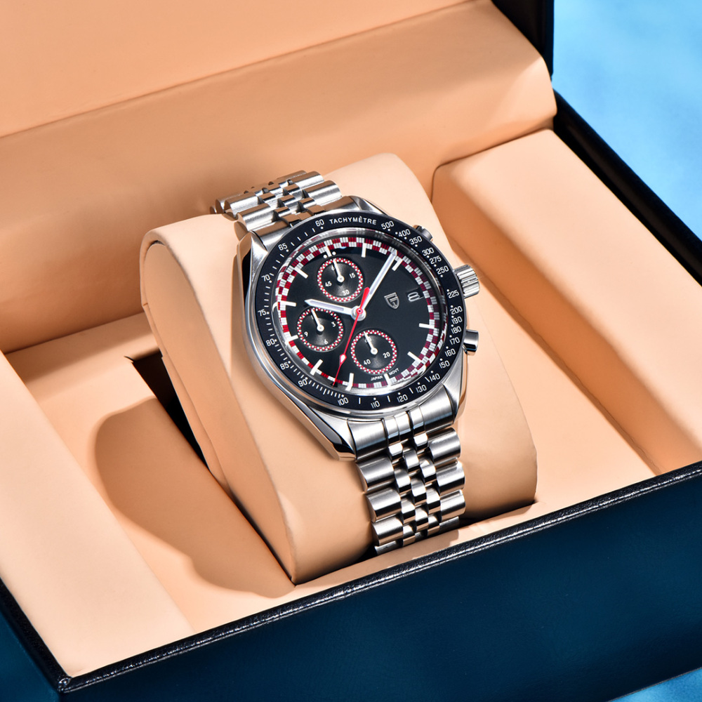 PAGANI DESIGN PD-1816 New Chronograph Men's Watch Stainless Steel Sports Wrist Watch with Jubilee Bracelet, Sapphire Dial Glass, VK67 Movement