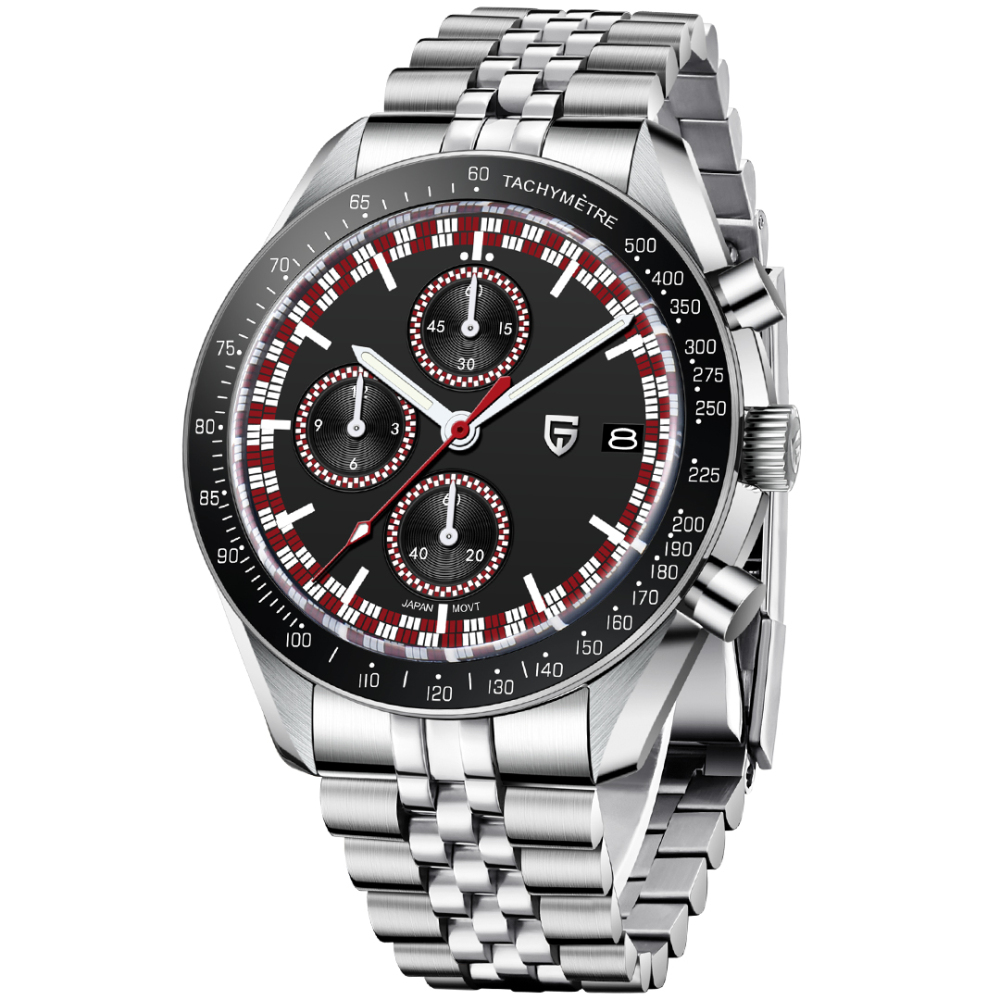 PAGANI DESIGN PD-1816 New Chronograph Men's Watch Stainless Steel Sports Wrist Watch with Jubilee Bracelet, Sapphire Dial Glass, VK67 Movement